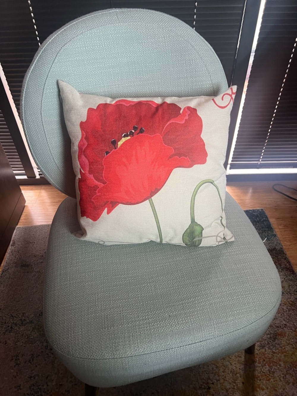 Red Poppy Floral Throw Pillow - Picture 3 of 10